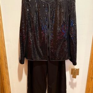 Kasper Black Sequin Pantsuit